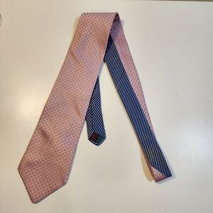 Tommy Hilfiger  Pink and Blue Patterned Silk  Tie